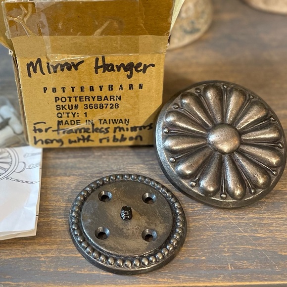 Pottery Barn antique Silver Flower mirror hanger pedestal hook - Picture 5 of 7
